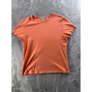 Duck Head Coral Orange Pima Cotton Short Sleeve T Shirt Tee Women's Large